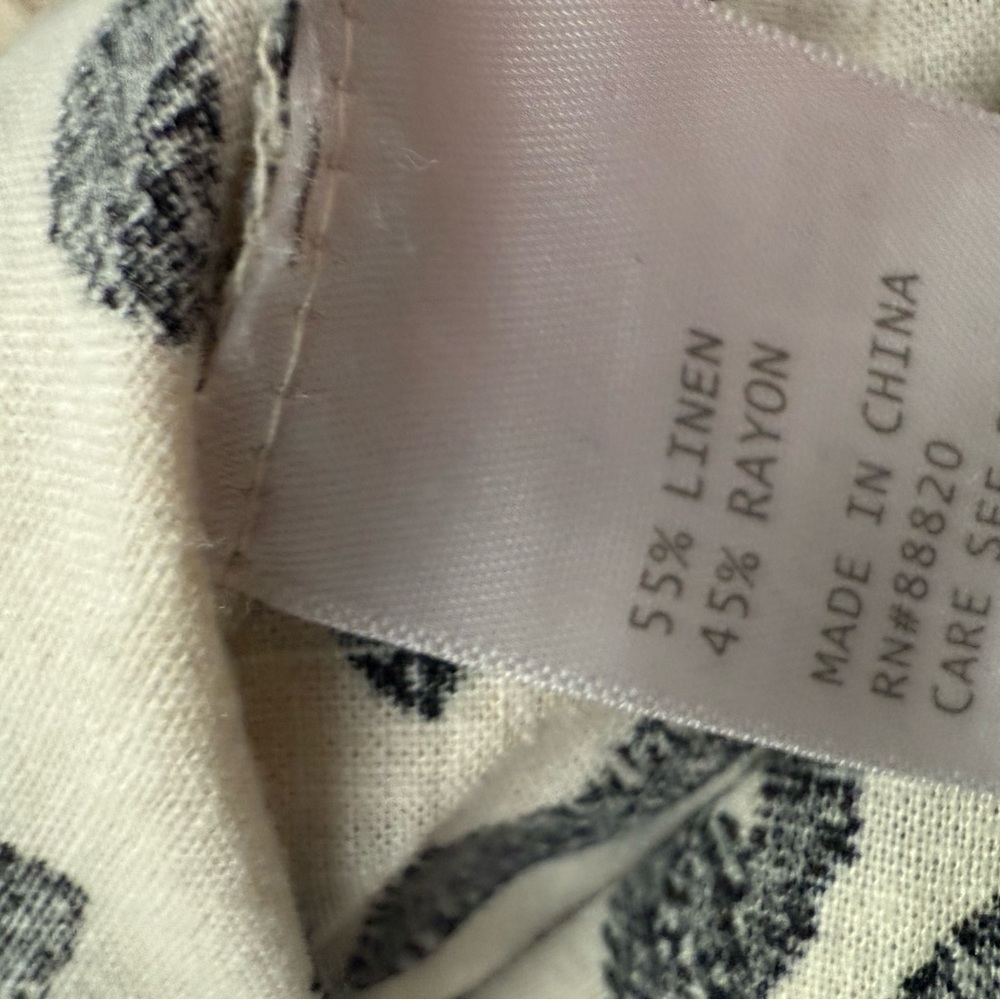 Christian Siriano NY Linen Blend Floral Wide Leg Pants Black White Size M - Picture 6 of 6